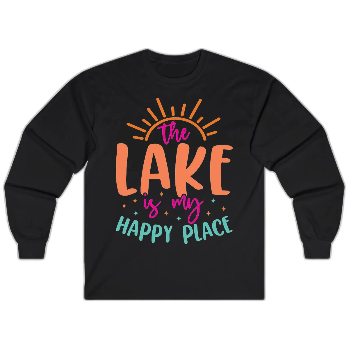 The Lake Is My Happy Place Long Sleeve in Black