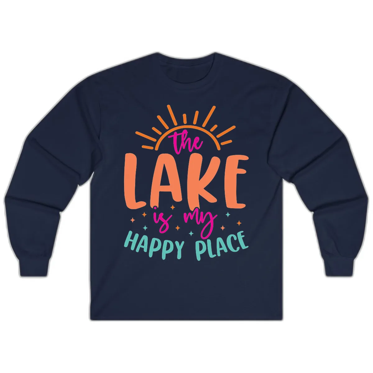 The Lake Is My Happy Place Long Sleeve in Navy
