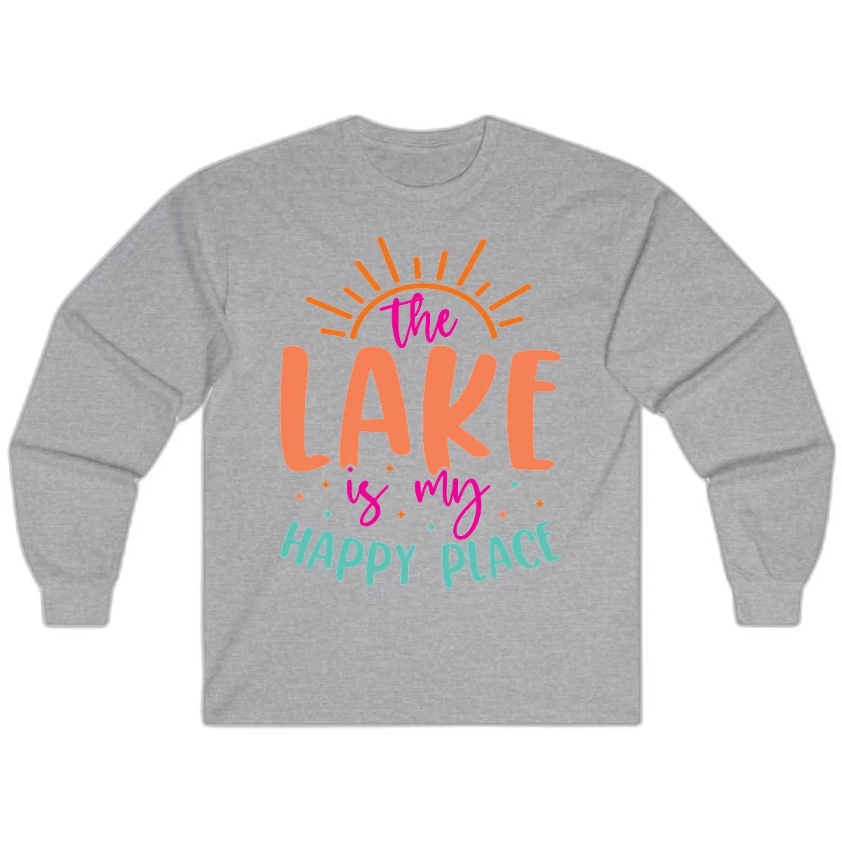 The Lake Is My Happy Place Long Sleeve in Sport Grey