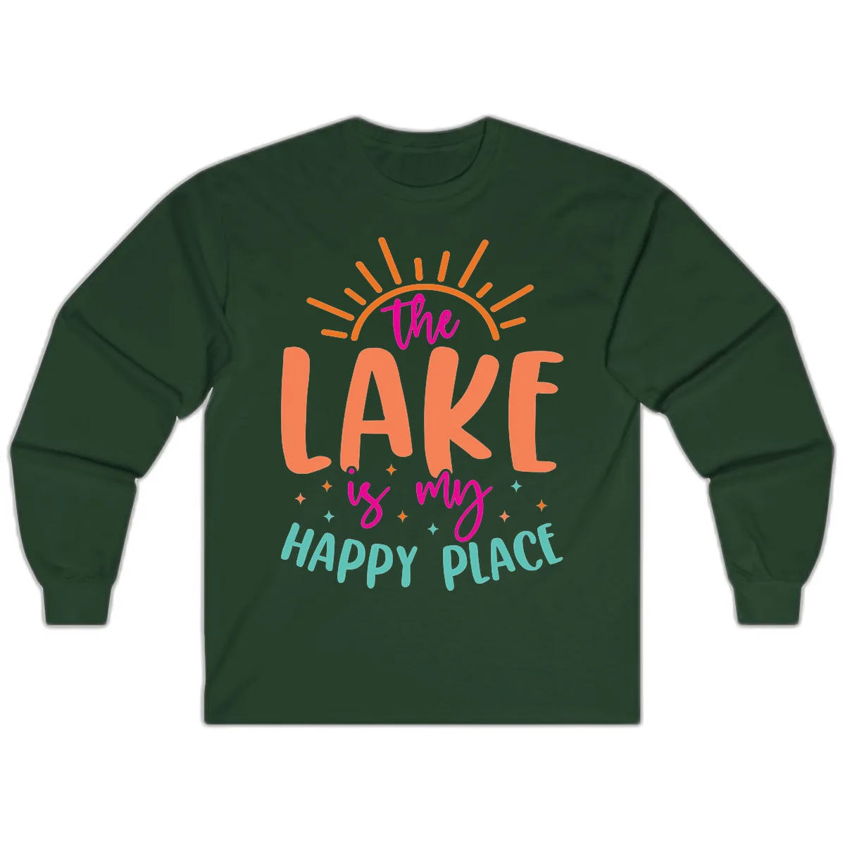The Lake Is My Happy Place Long Sleeve in Forest Green