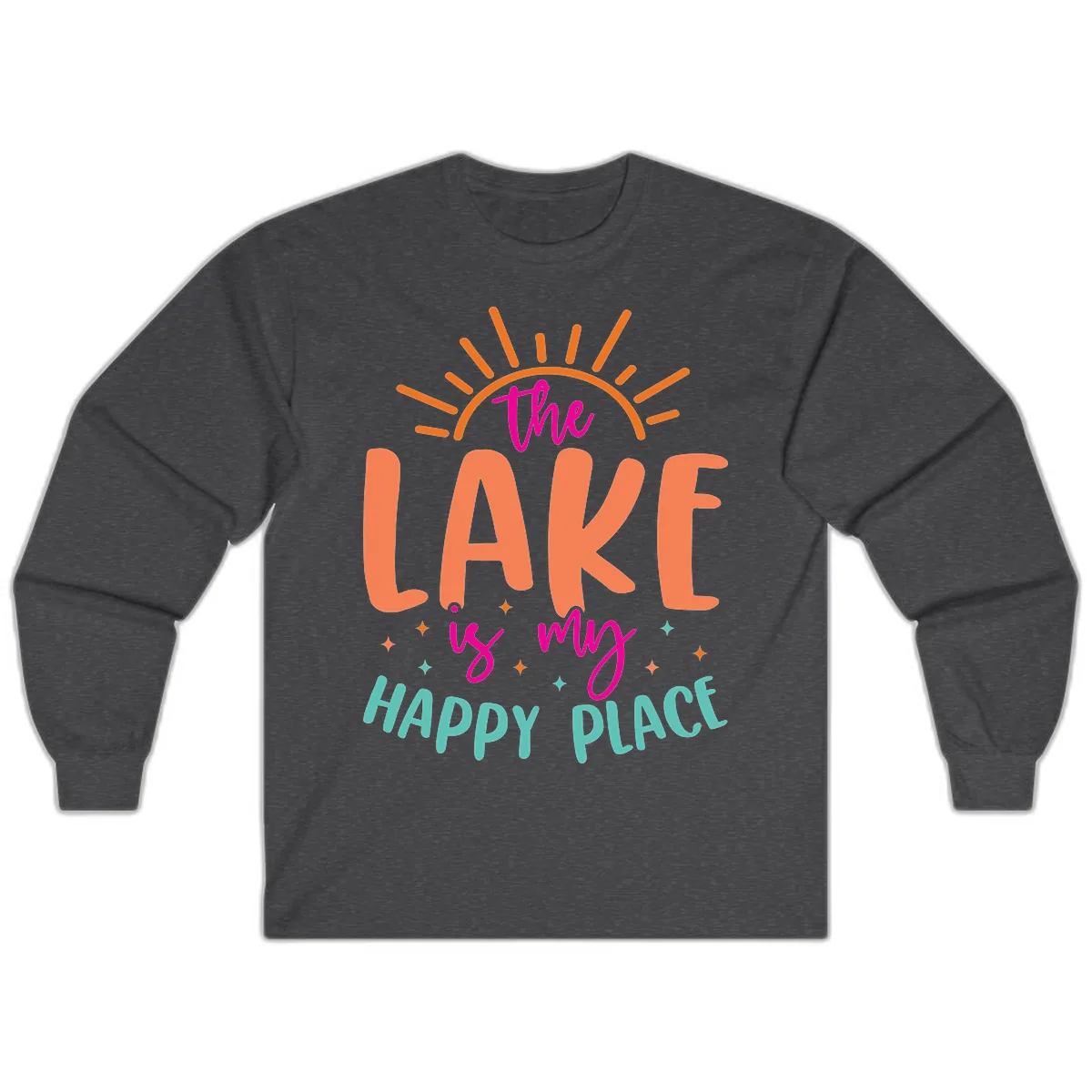 The Lake Is My Happy Place Long Sleeve in Dark Heather