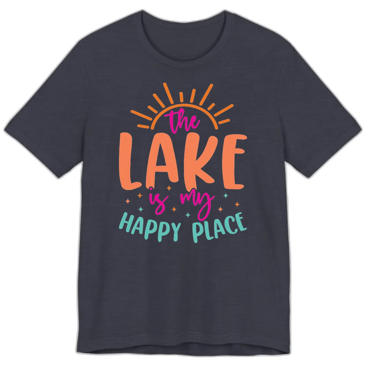 The Lake Is My Happy Place Premium T-Shirt in Heather Midnight Navy