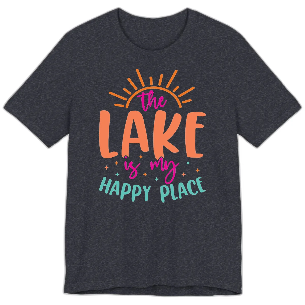 The Lake Is My Happy Place Premium T-Shirt in Heather Navy