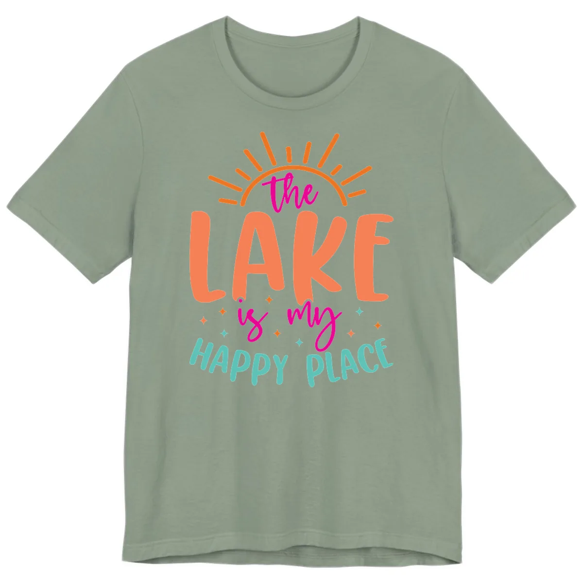 The Lake Is My Happy Place Premium T-Shirt in Sage