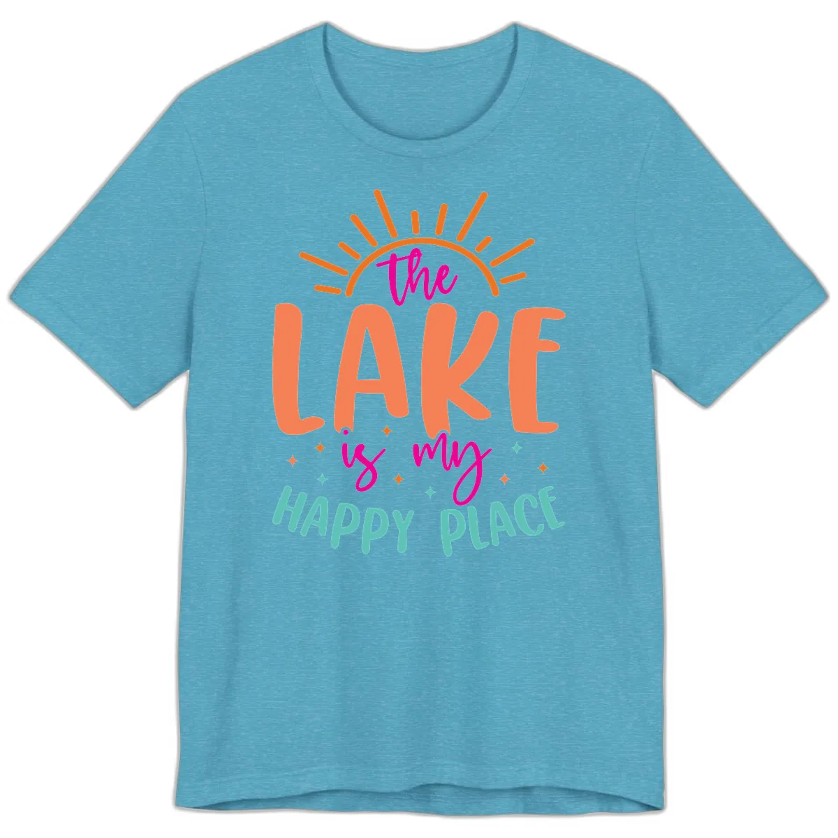 The Lake Is My Happy Place Premium T-Shirt in Heather Aqua