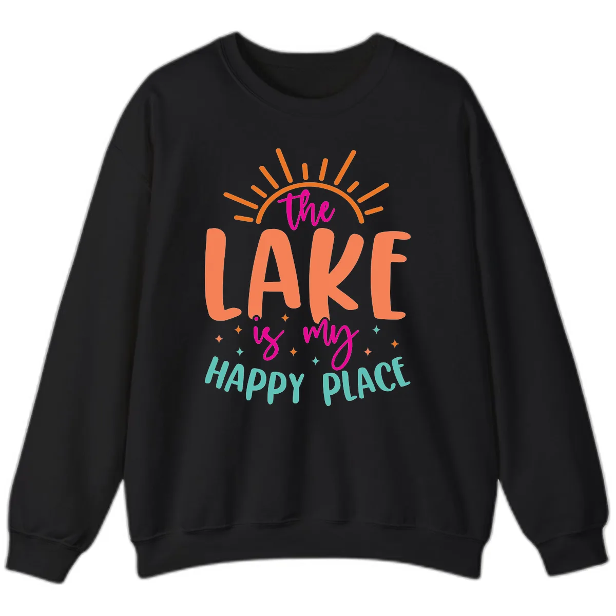 The Lake Is My Happy Place Sweatshirt in Black