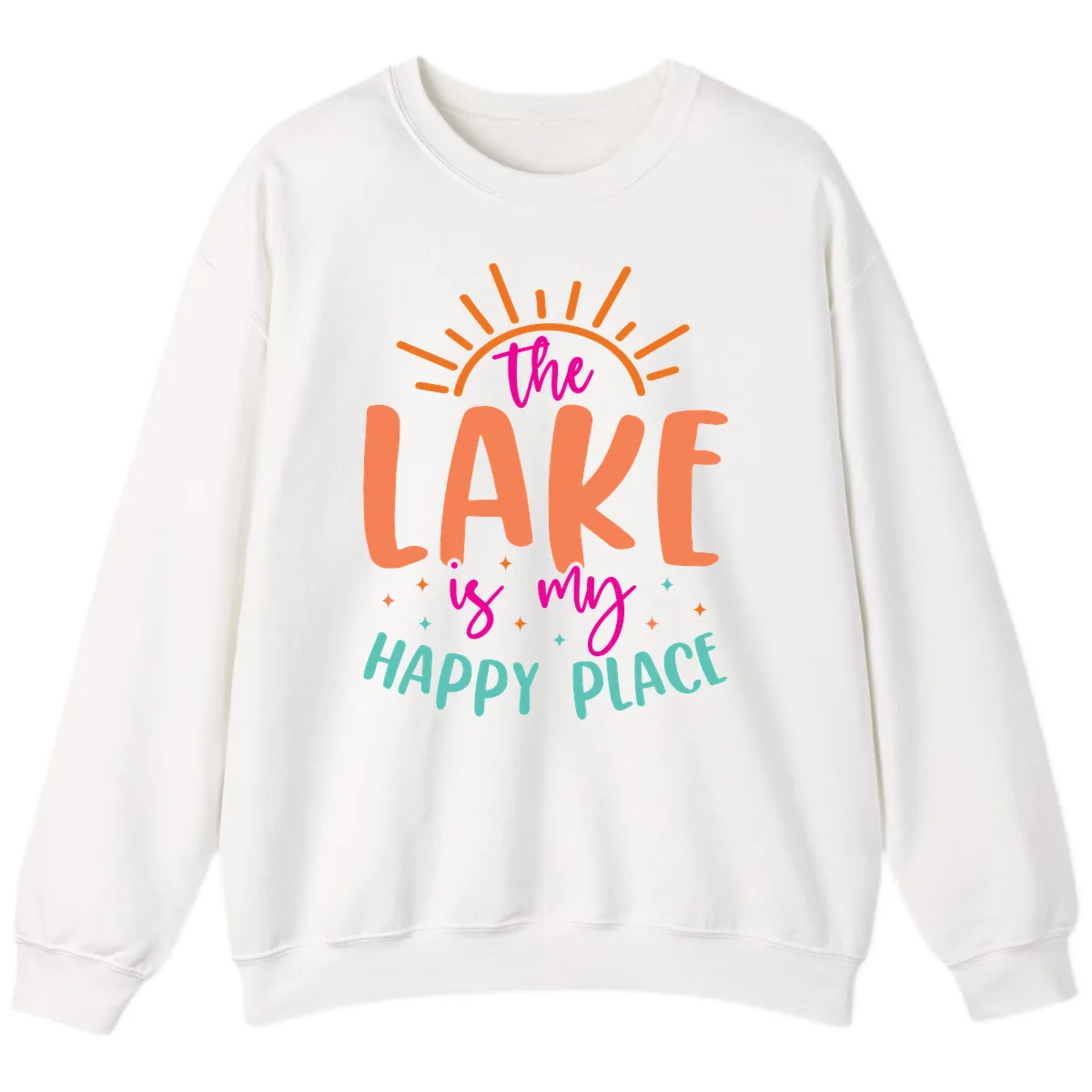 The Lake Is My Happy Place Sweatshirt in White
