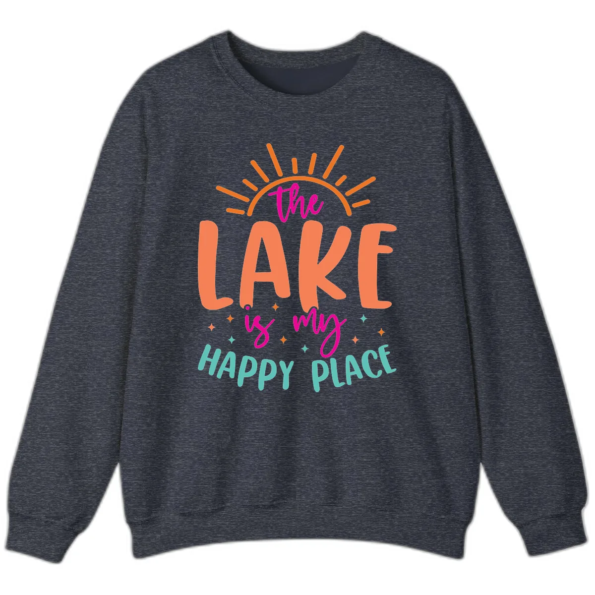 The Lake Is My Happy Place Sweatshirt in Heather Sport Dark Navy