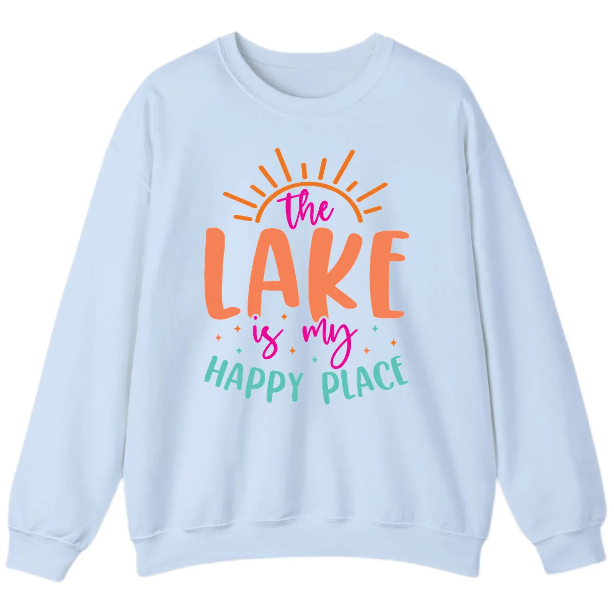 The Lake Is My Happy Place Sweatshirt in Light Blue