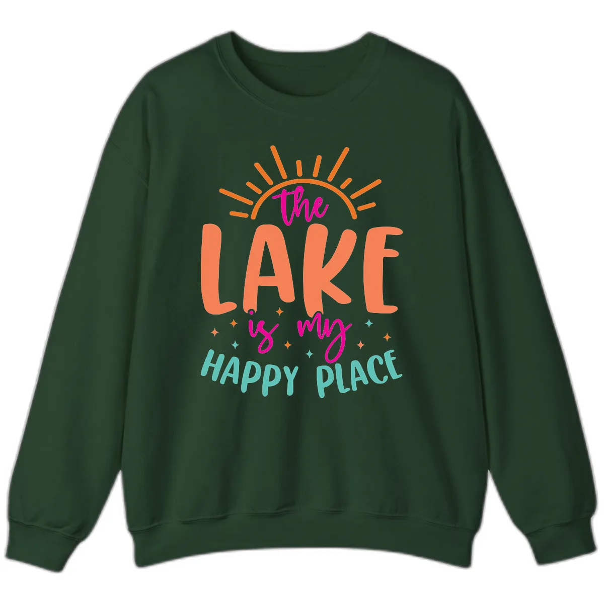 The Lake Is My Happy Place Sweatshirt in Forest Green
