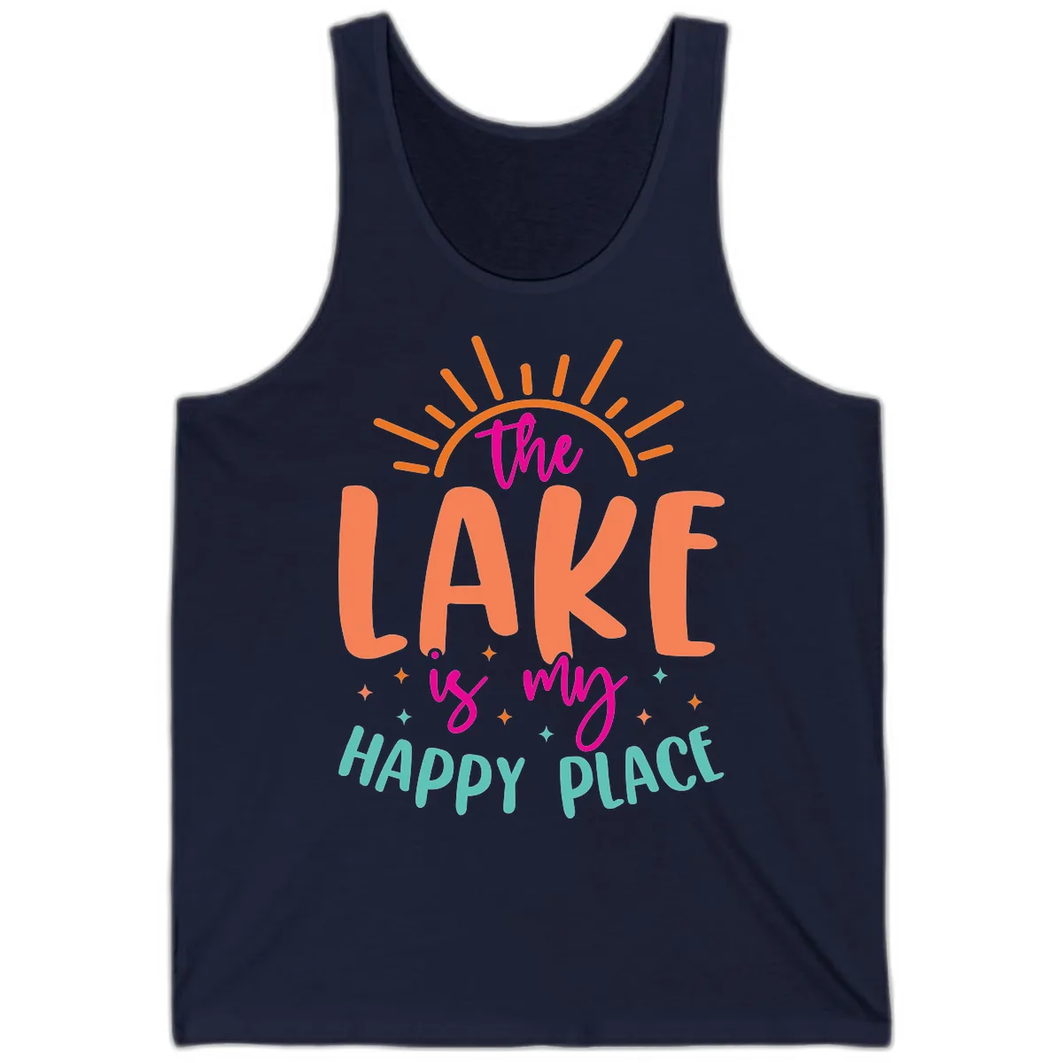 The Lake Is My Happy Place Tank in Navy