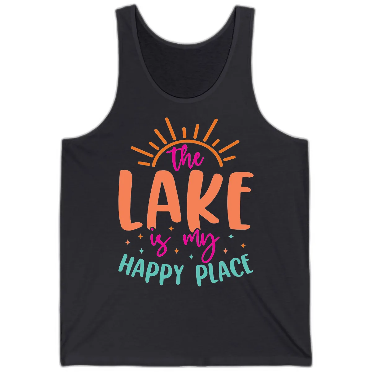 The Lake Is My Happy Place Tank in Dark Grey