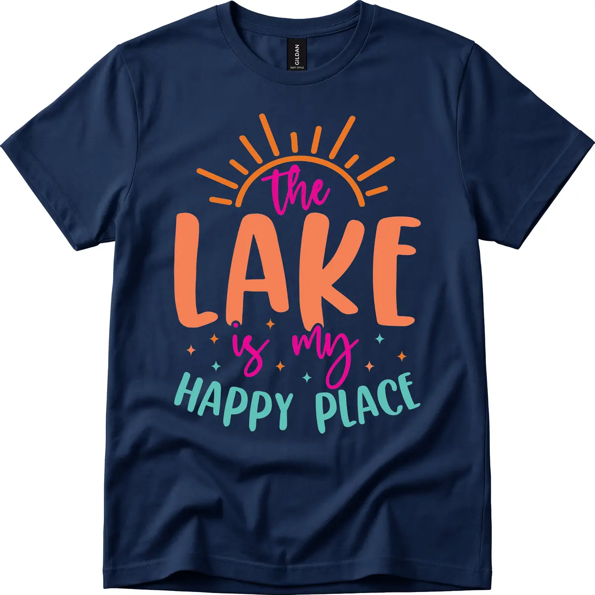 The Lake Is My Happy Place T-Shirt in Navy