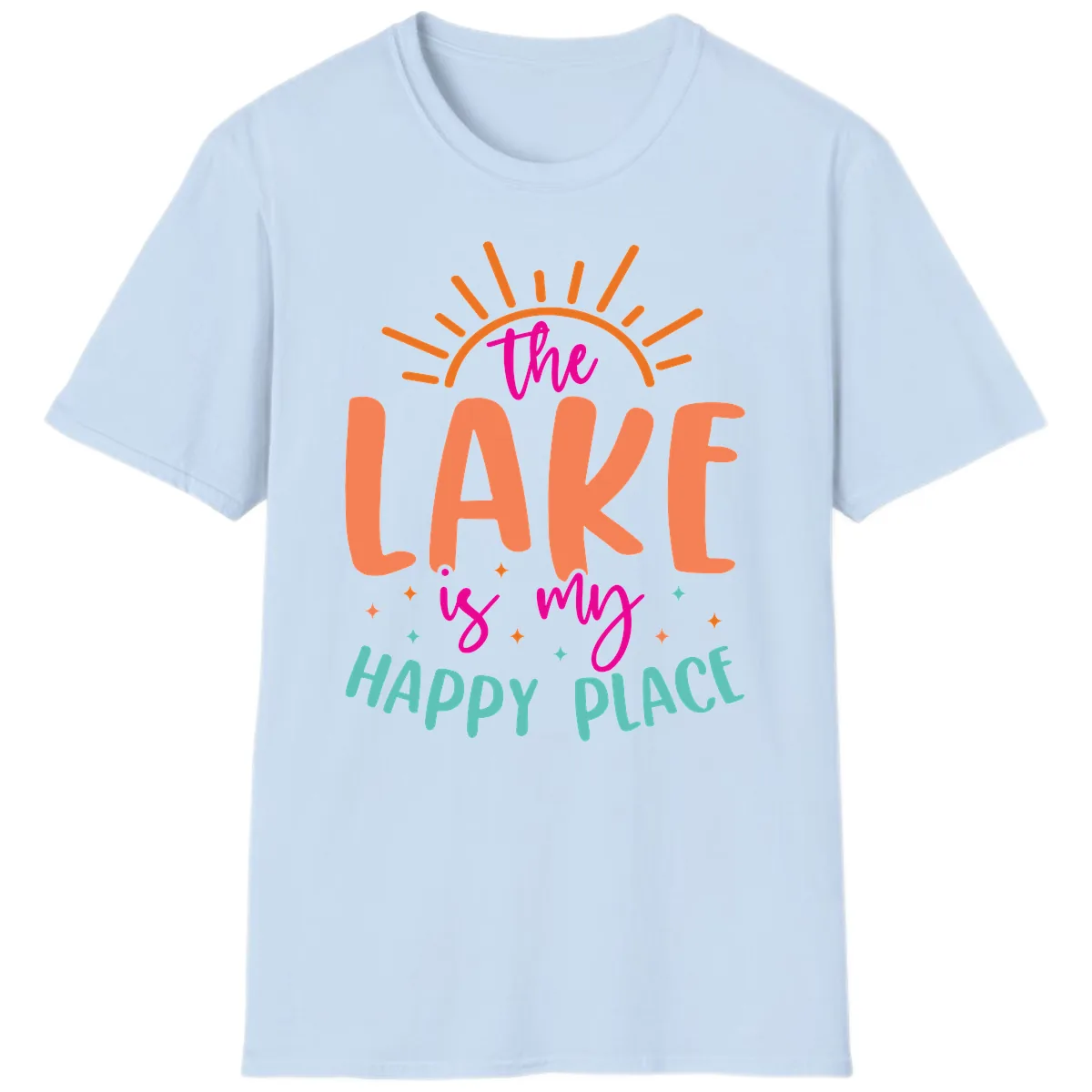 The Lake Is My Happy Place T-Shirt in Light Blue