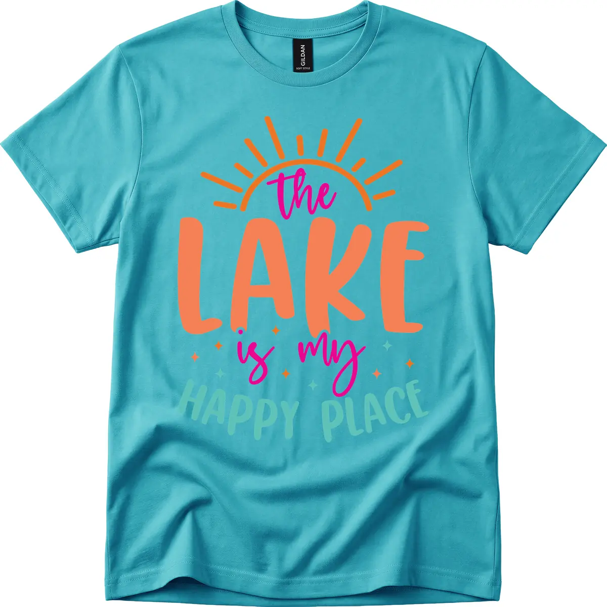 The Lake Is My Happy Place T-Shirt in Tropical Blue