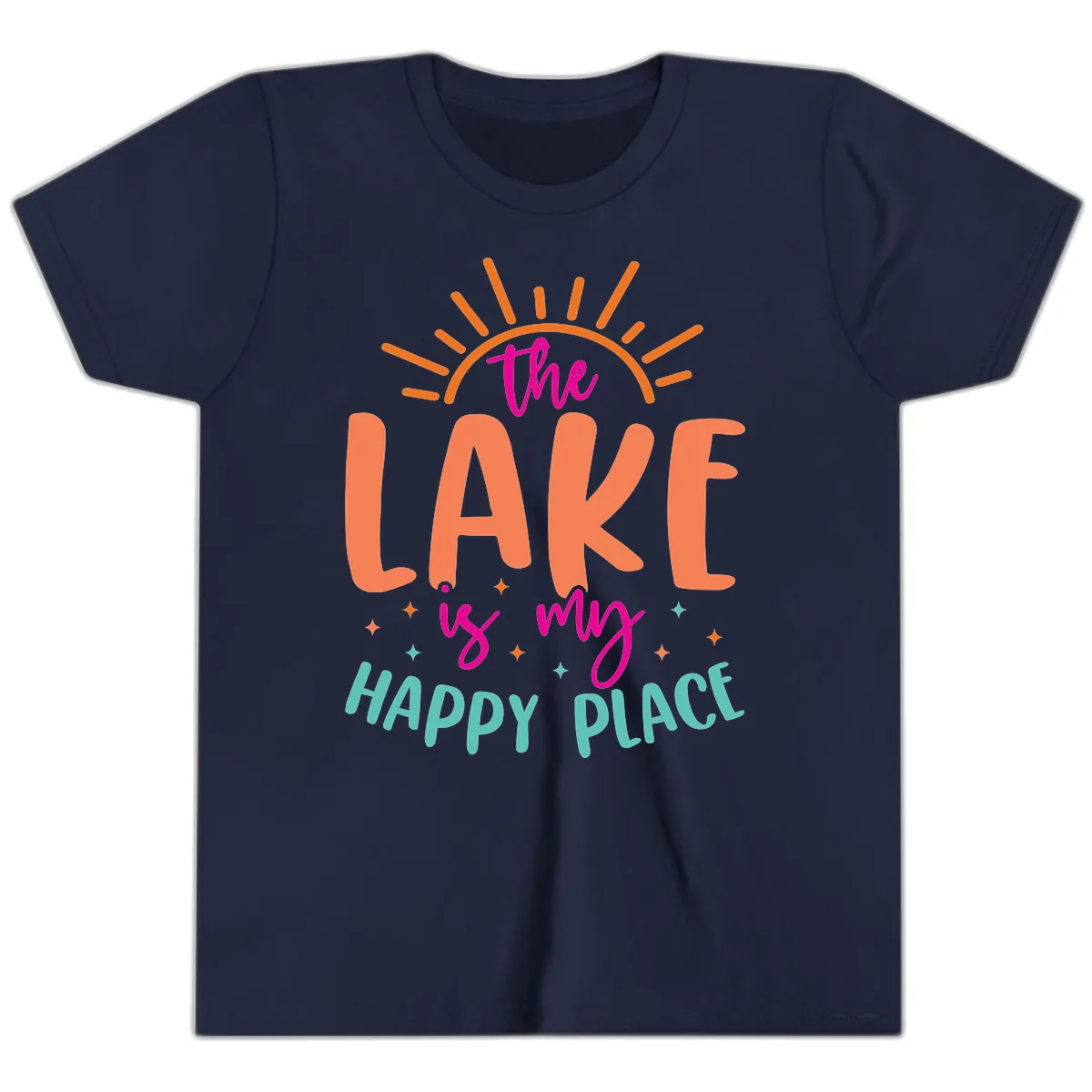 The Lake Is My Happy Place Youth T-Shirt in Navy