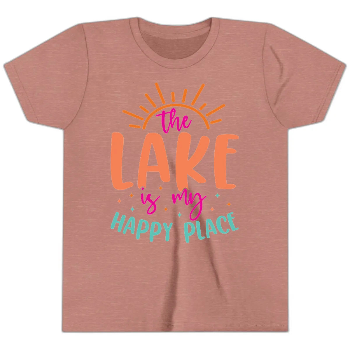 The Lake Is My Happy Place Youth T-Shirt in Heather Mauve