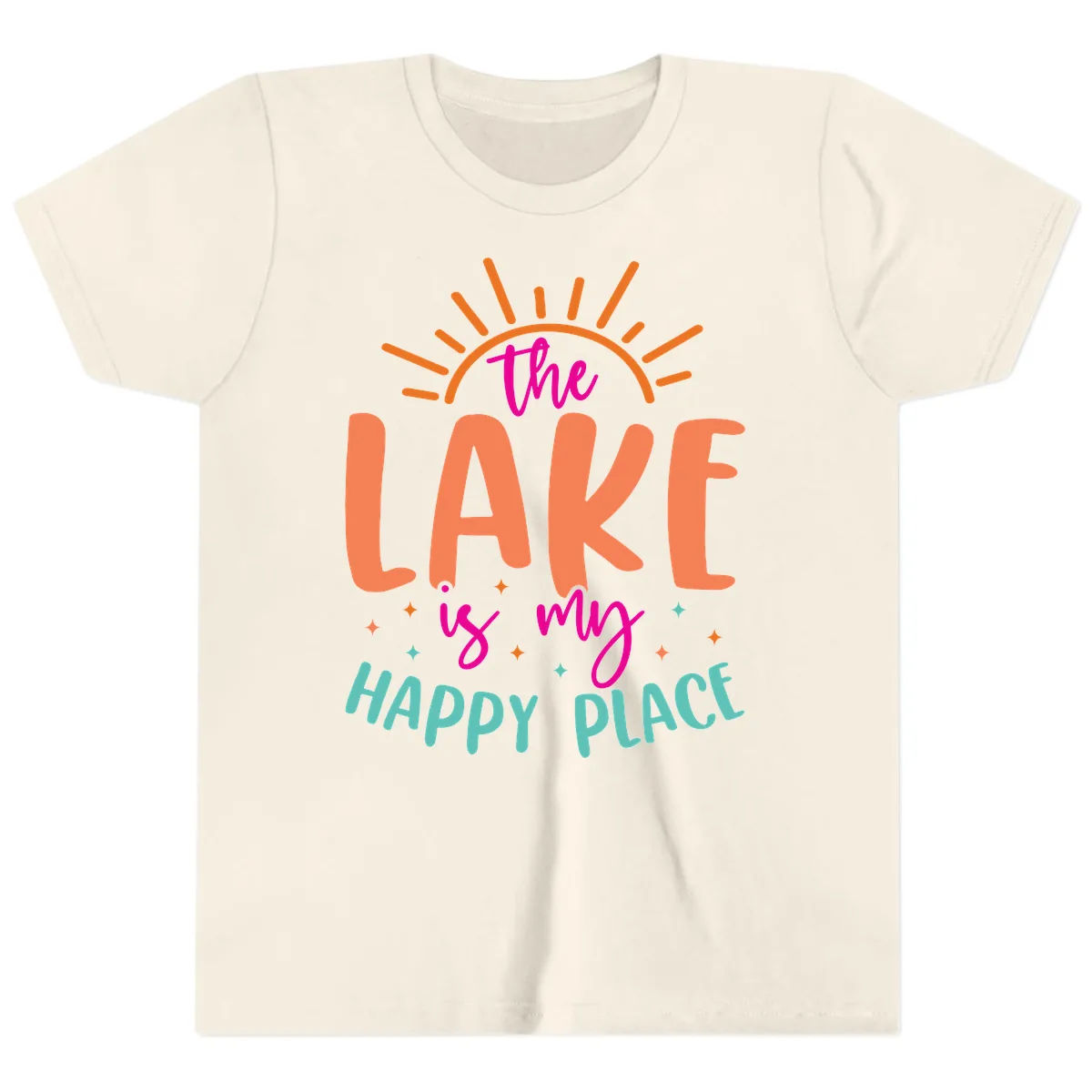 The Lake Is My Happy Place Youth T-Shirt in Natural