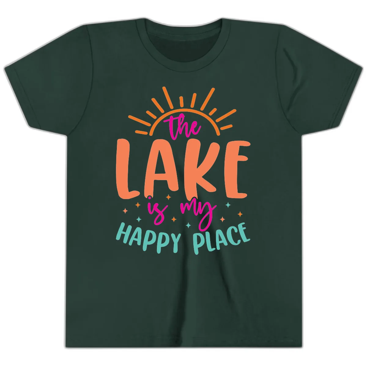 The Lake Is My Happy Place Youth T-Shirt in Forest