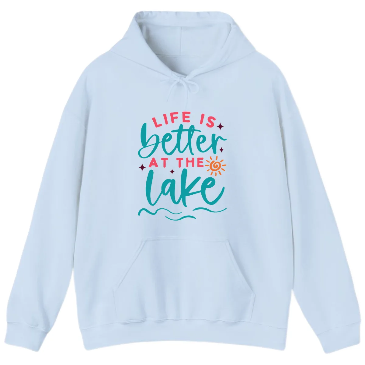 Life Is Better At The Lake Design Hoodie in Light Blue