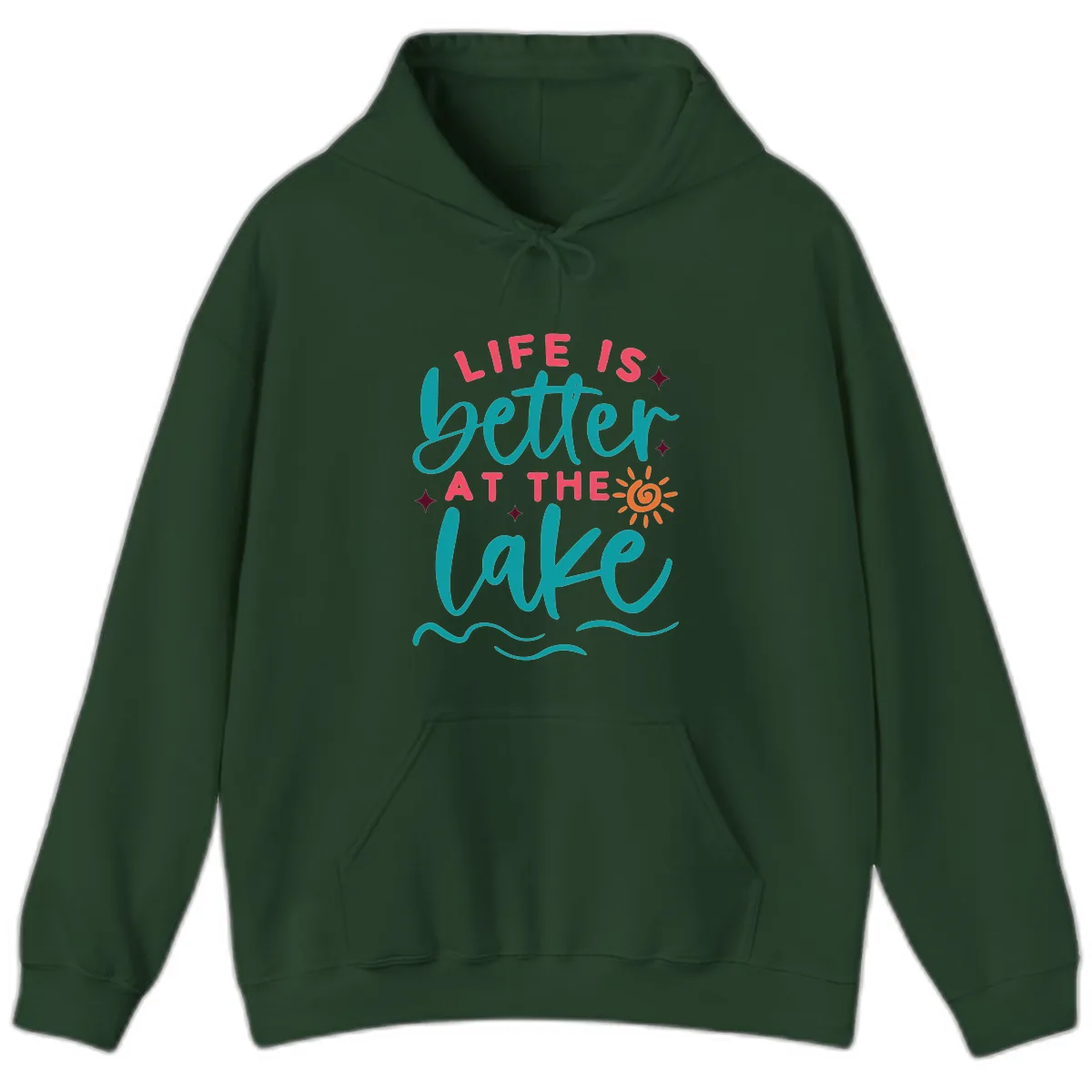 Life Is Better At The Lake Design Hoodie in Forest Green