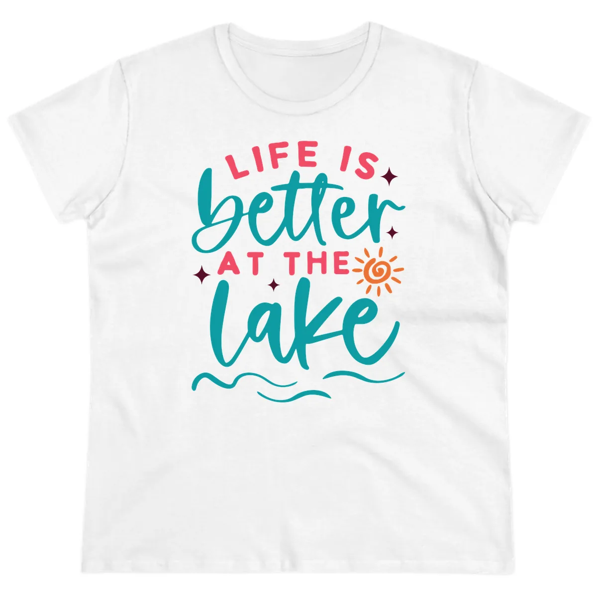 Life Is Better At The Lake Design Ladies Tee in White