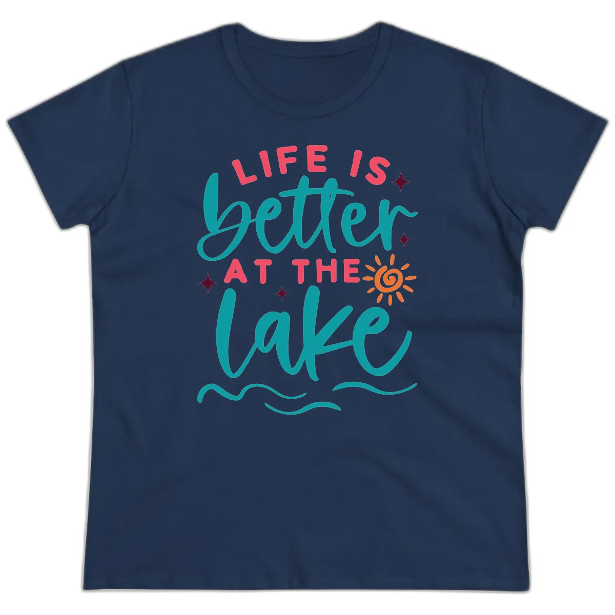 Life Is Better At The Lake Design Ladies Tee in Navy