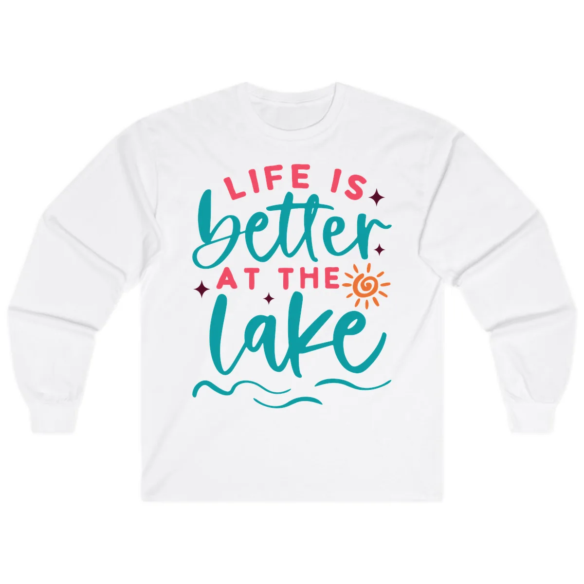 Life Is Better At The Lake Design Long Sleeve in White