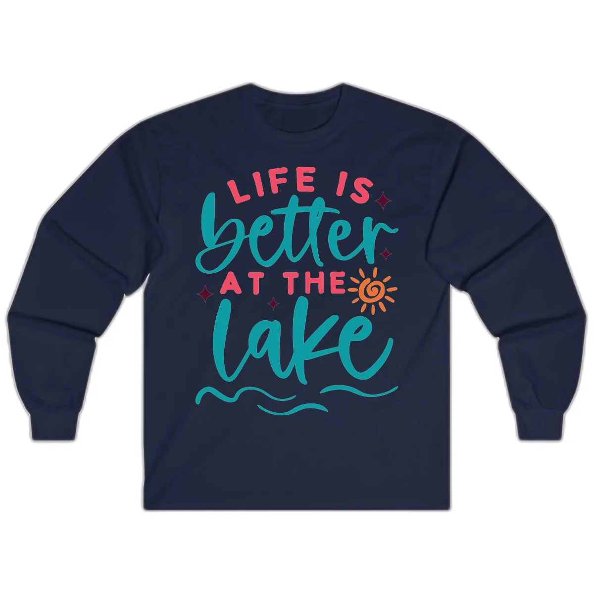 Life Is Better At The Lake Design Long Sleeve in Navy