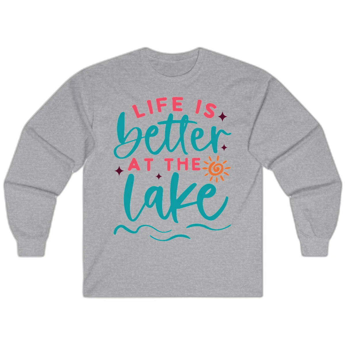 Life Is Better At The Lake Design Long Sleeve in Sport Grey