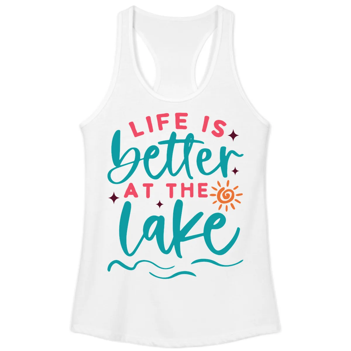 Life Is Better At The Lake Design Ladies Tank in White