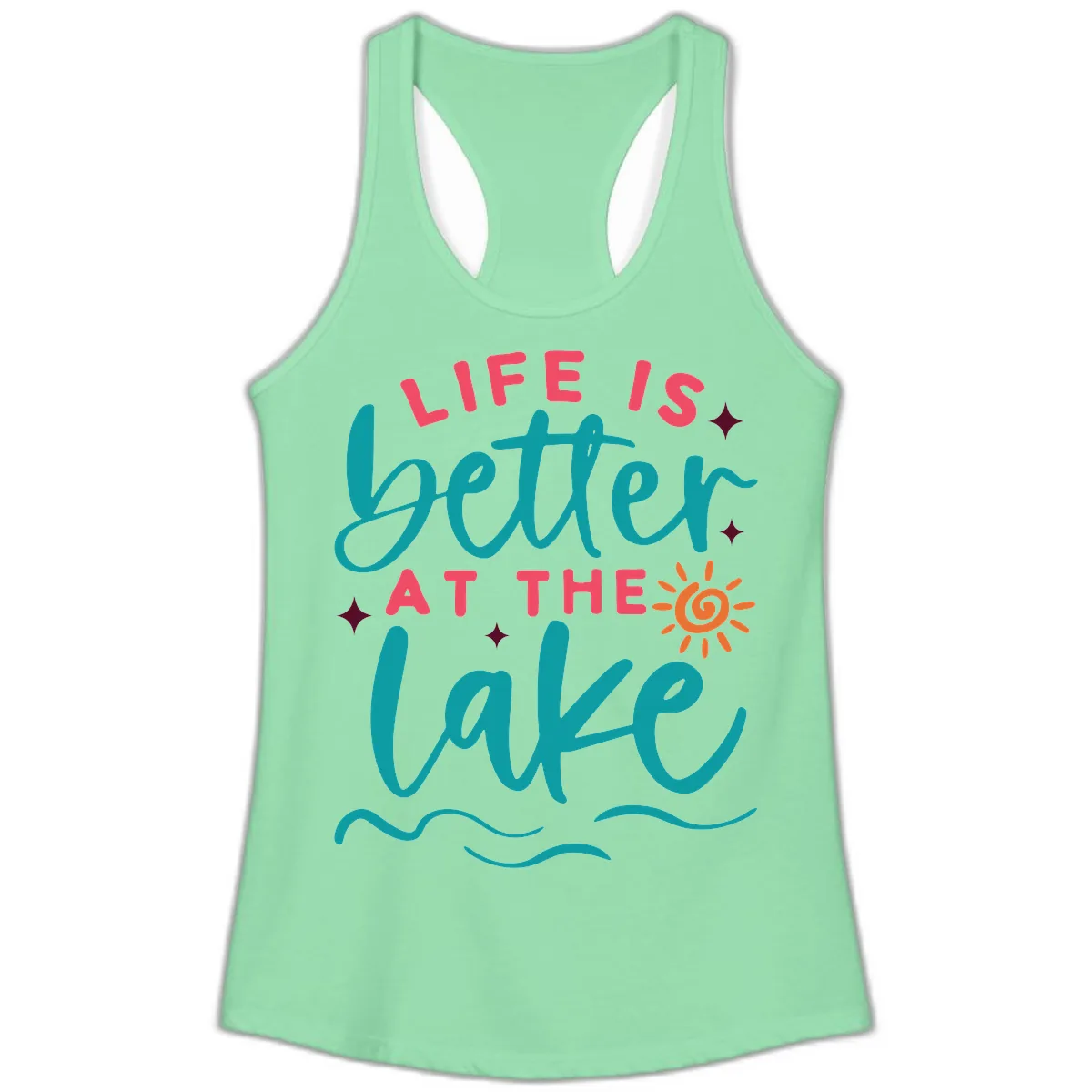 Life Is Better At The Lake Design Ladies Tank in Solid Mint