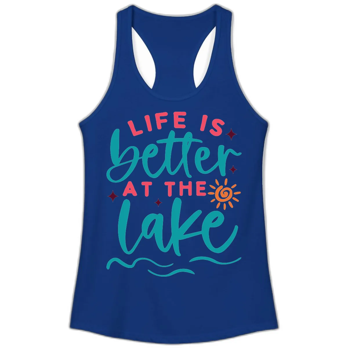 Life Is Better At The Lake Design Ladies Tank in Solid Royal