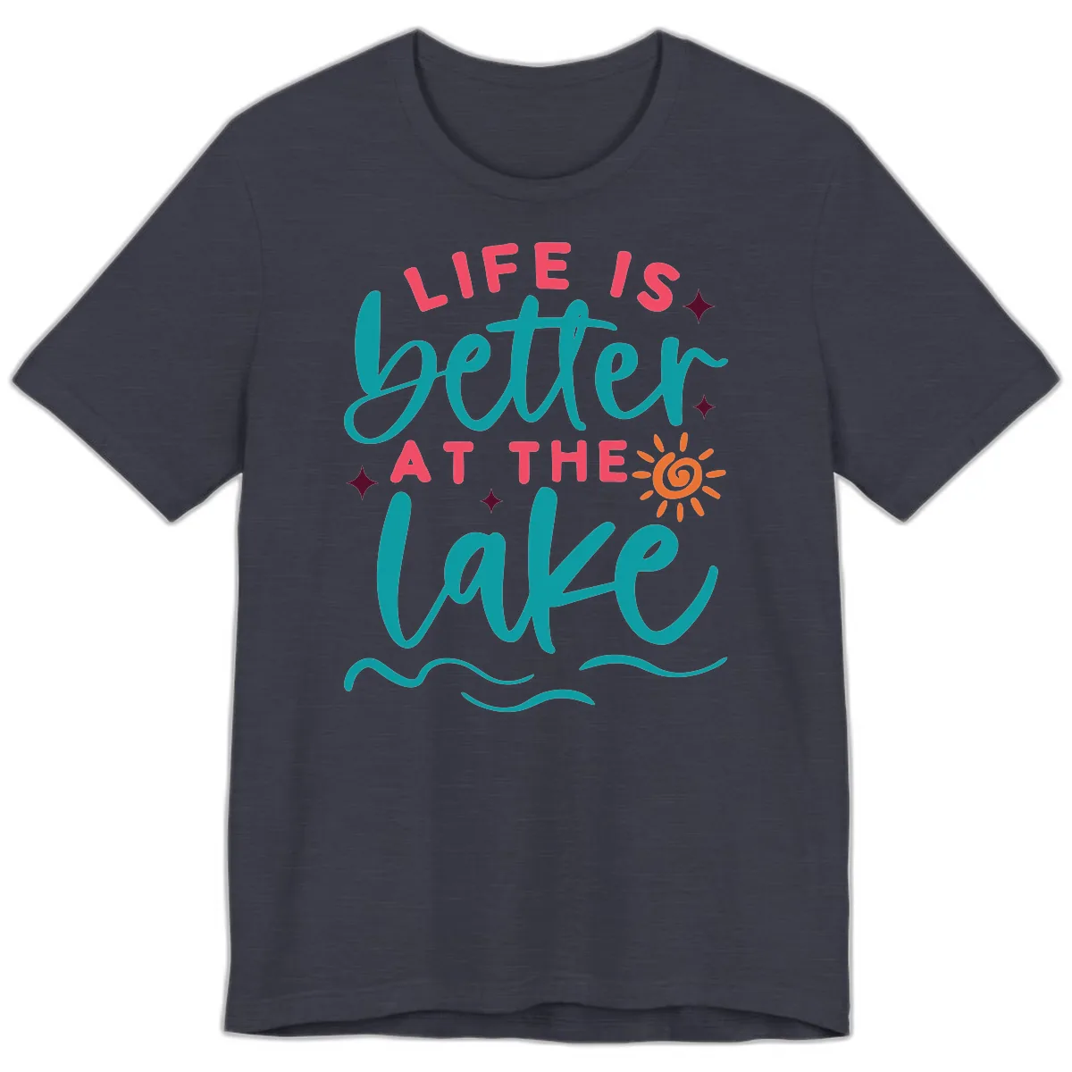 Life Is Better At The Lake Design Premium T-Shirt in Heather Midnight Navy