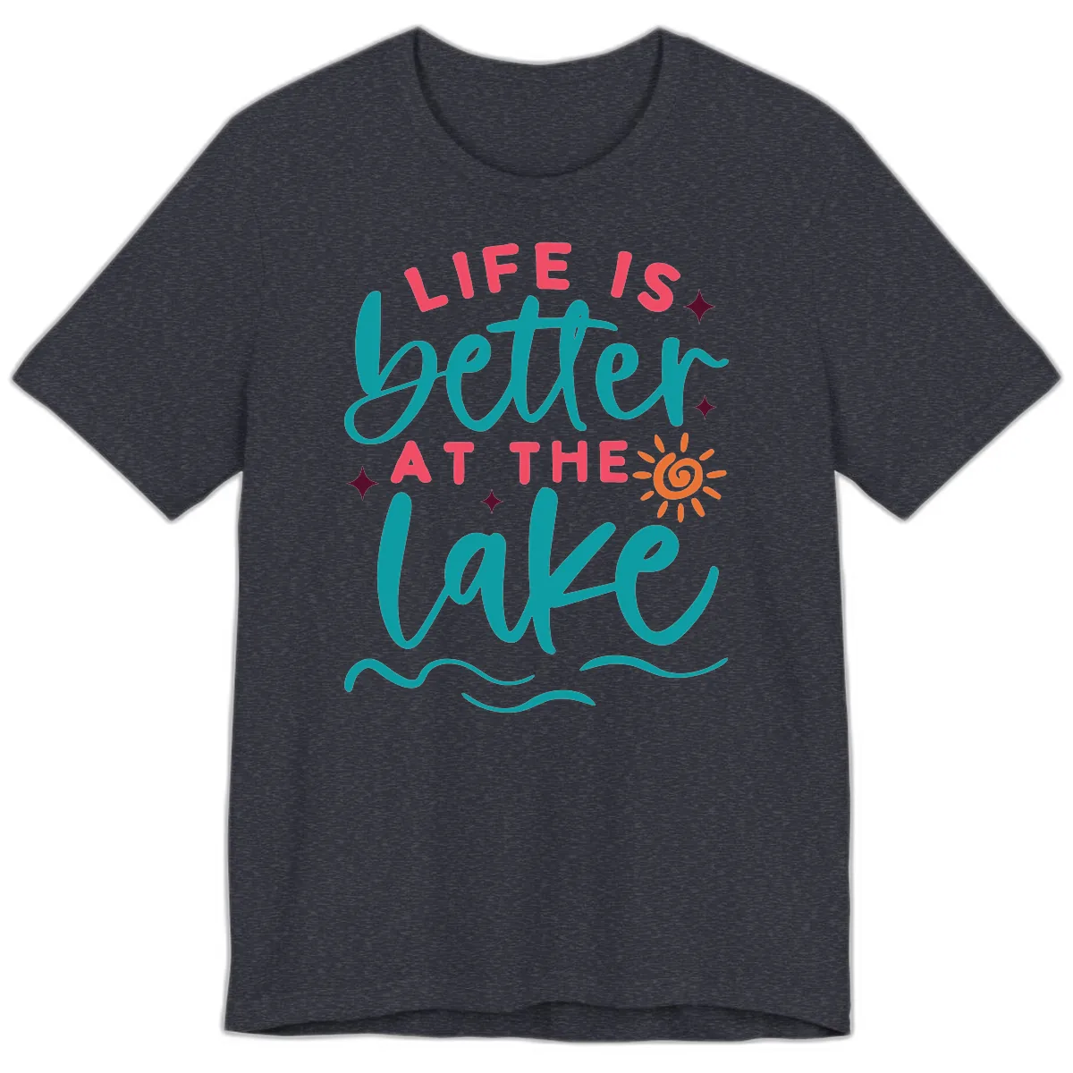 Life Is Better At The Lake Design Premium T-Shirt in Heather Navy