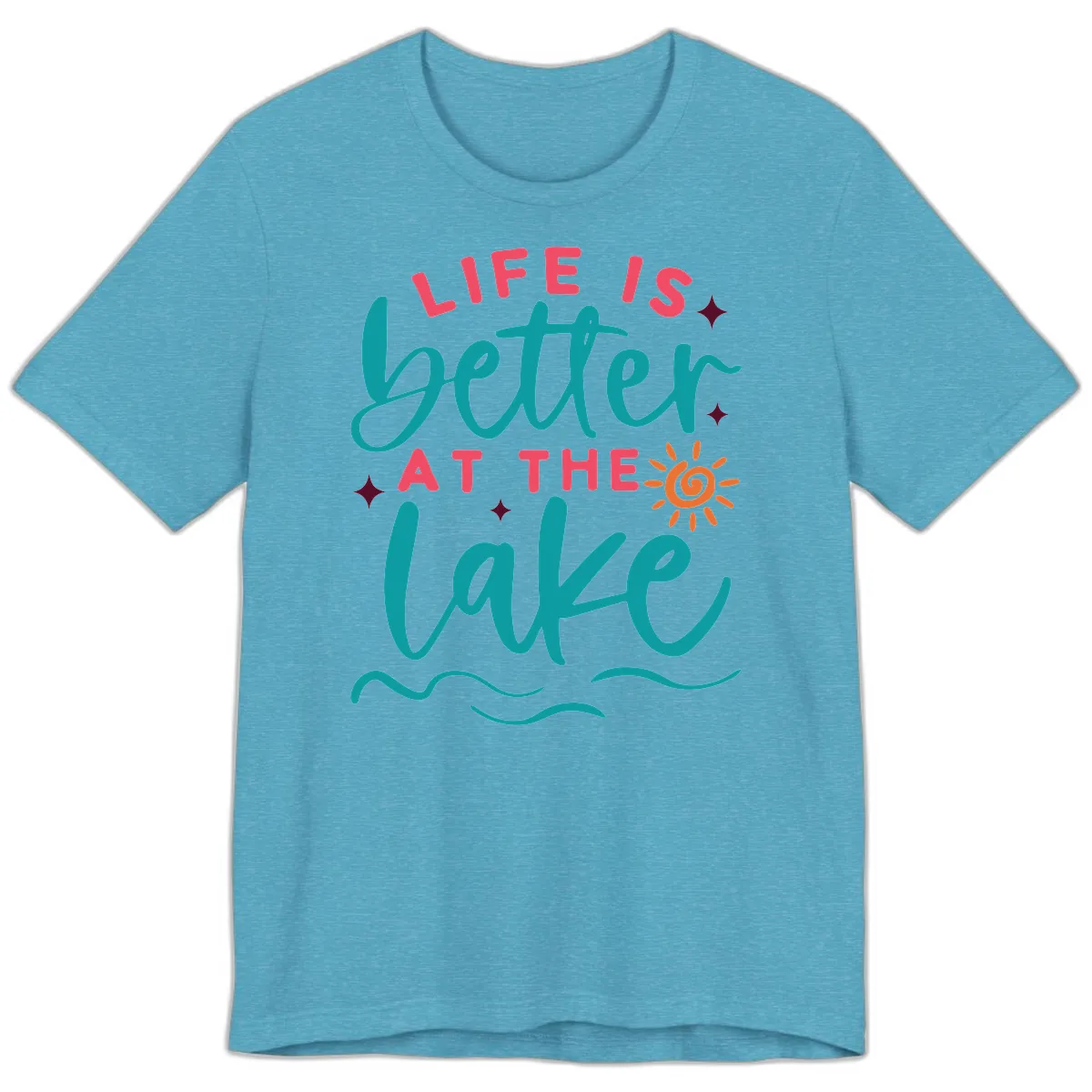Life Is Better At The Lake Design Premium T-Shirt in Heather Aqua
