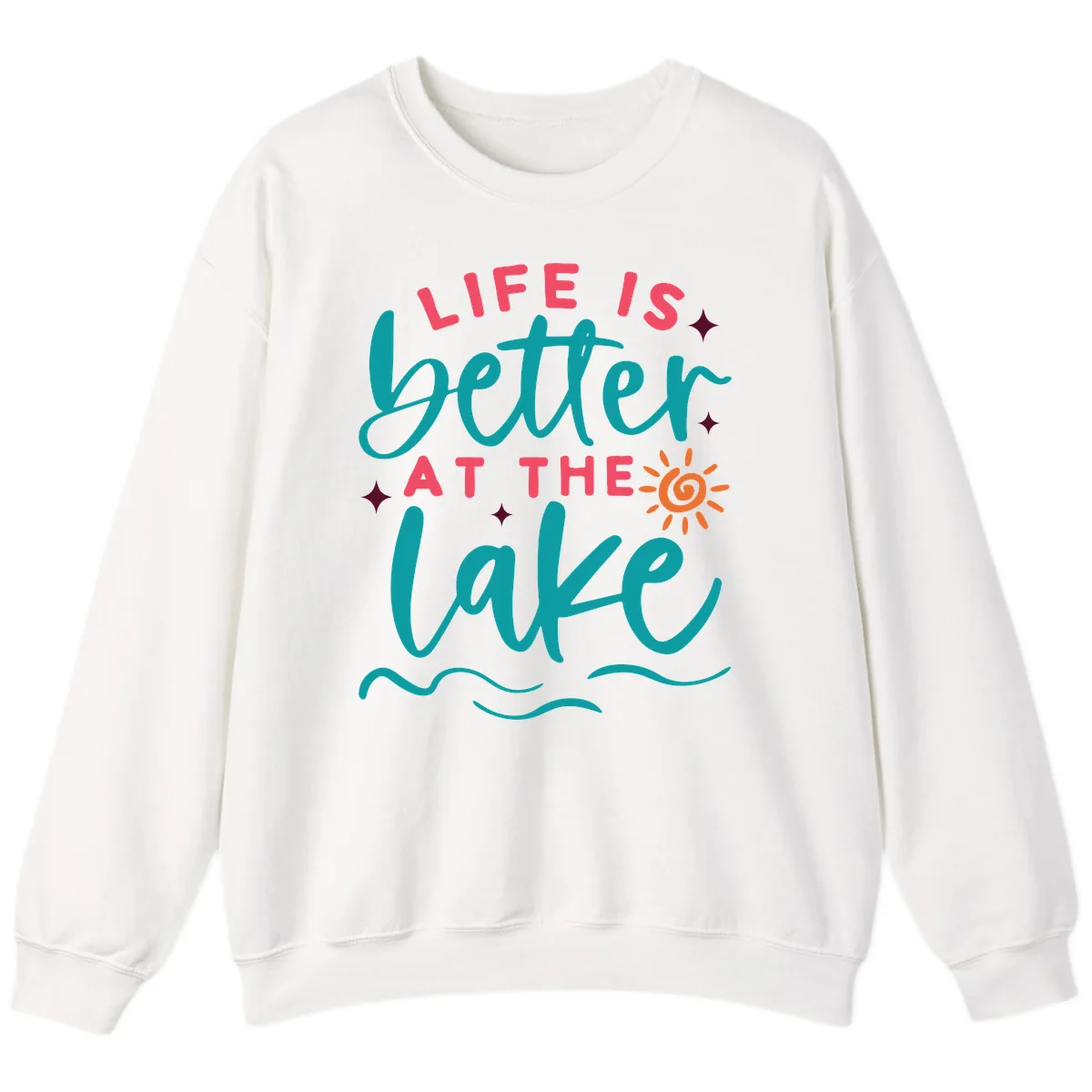 Life Is Better At The Lake Design Sweatshirt in White