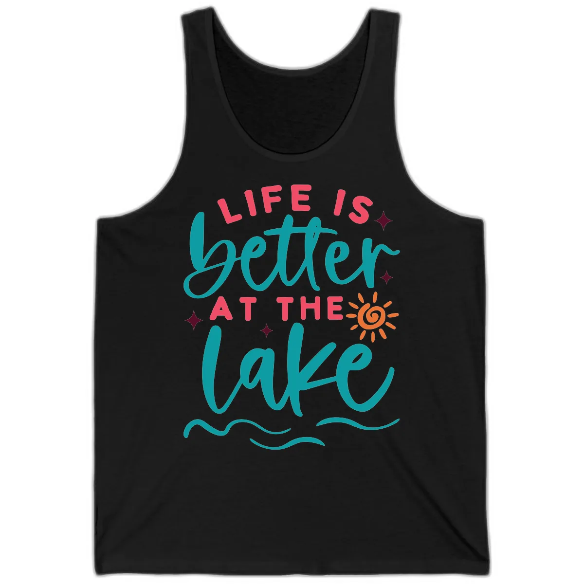 Life Is Better At The Lake Design Tank in Black