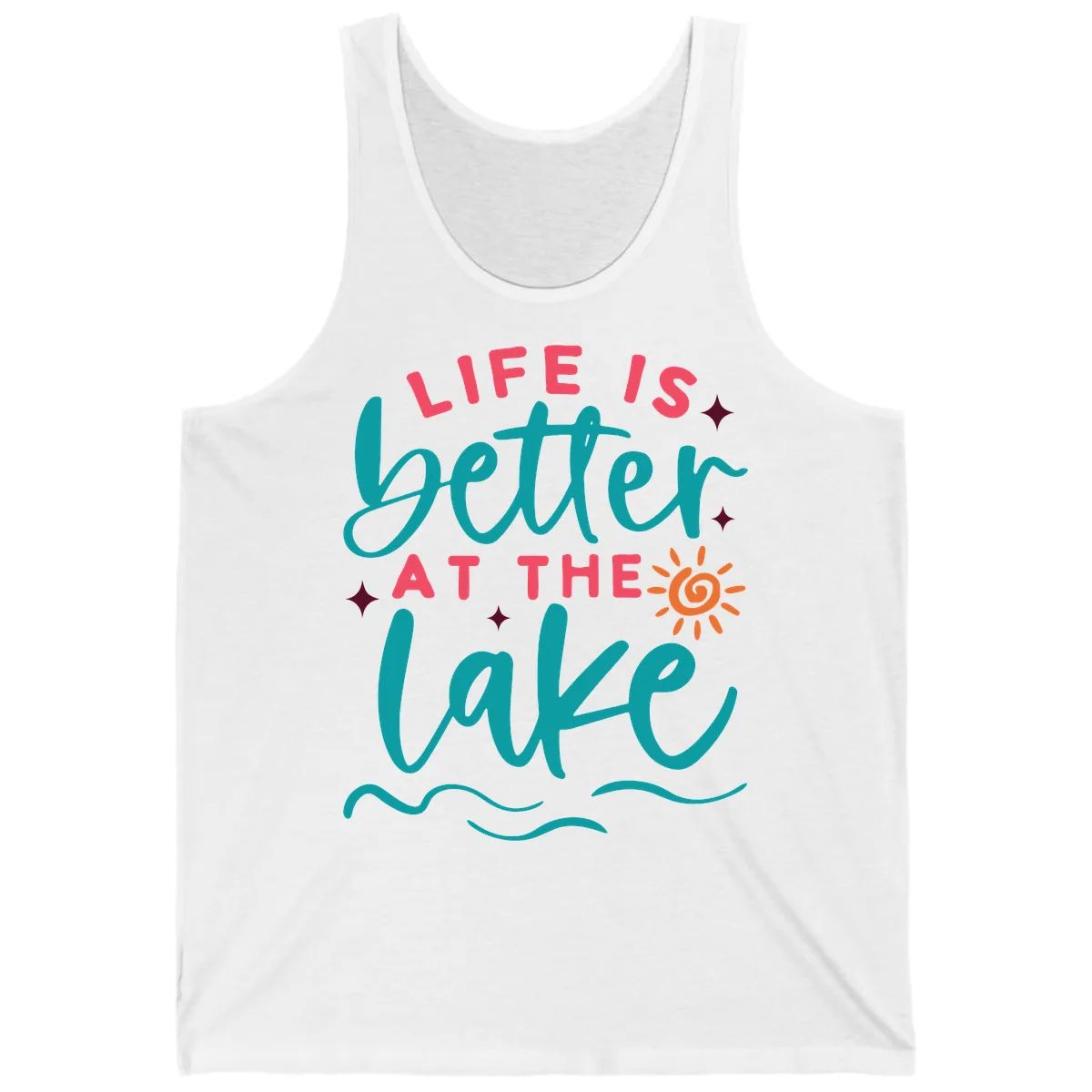 Life Is Better At The Lake Design Tank in White