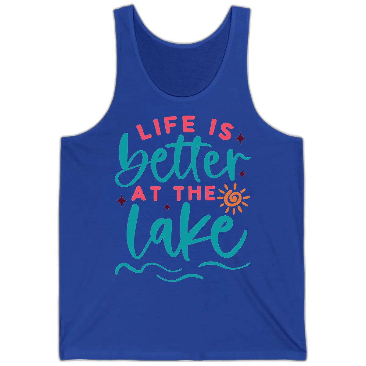 Life Is Better At The Lake Design Tank in True Royal