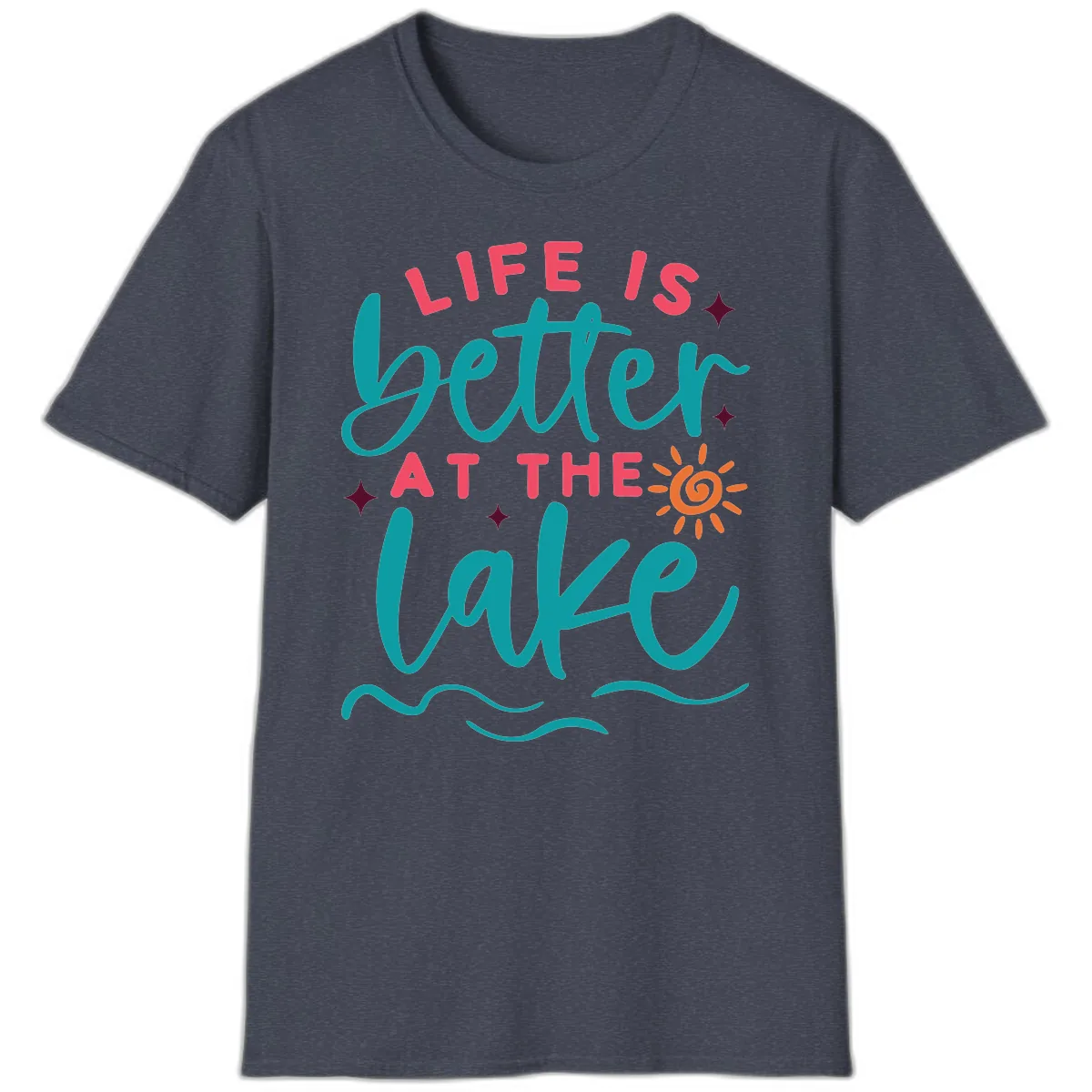 Life Is Better At The Lake Design T-Shirt in Heather Navy