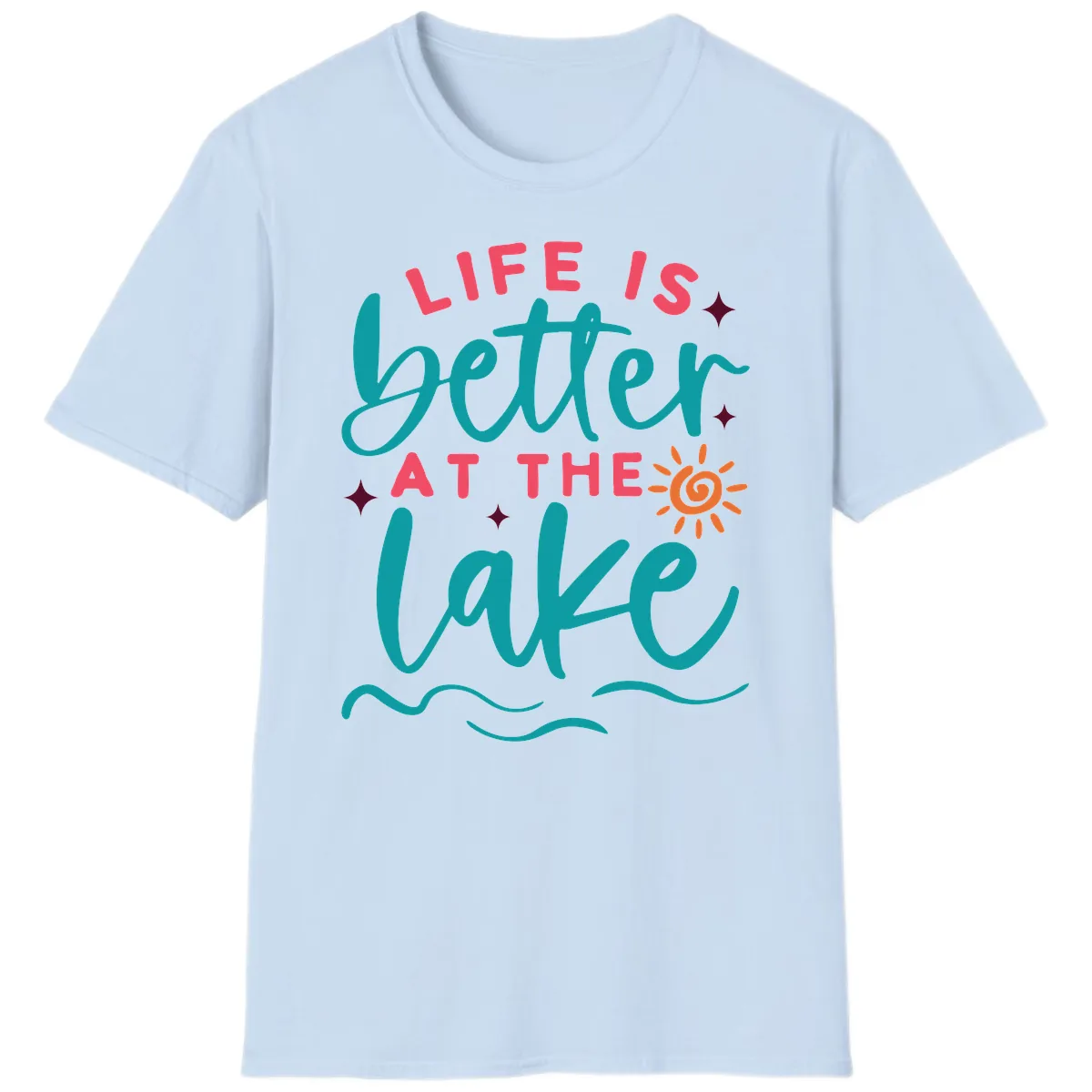 Life Is Better At The Lake Design T-Shirt in Light Blue