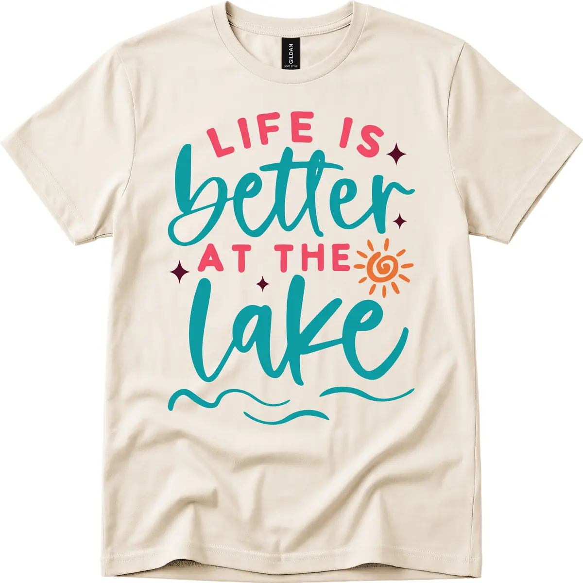 Life Is Better At The Lake Design T-Shirt in Natural