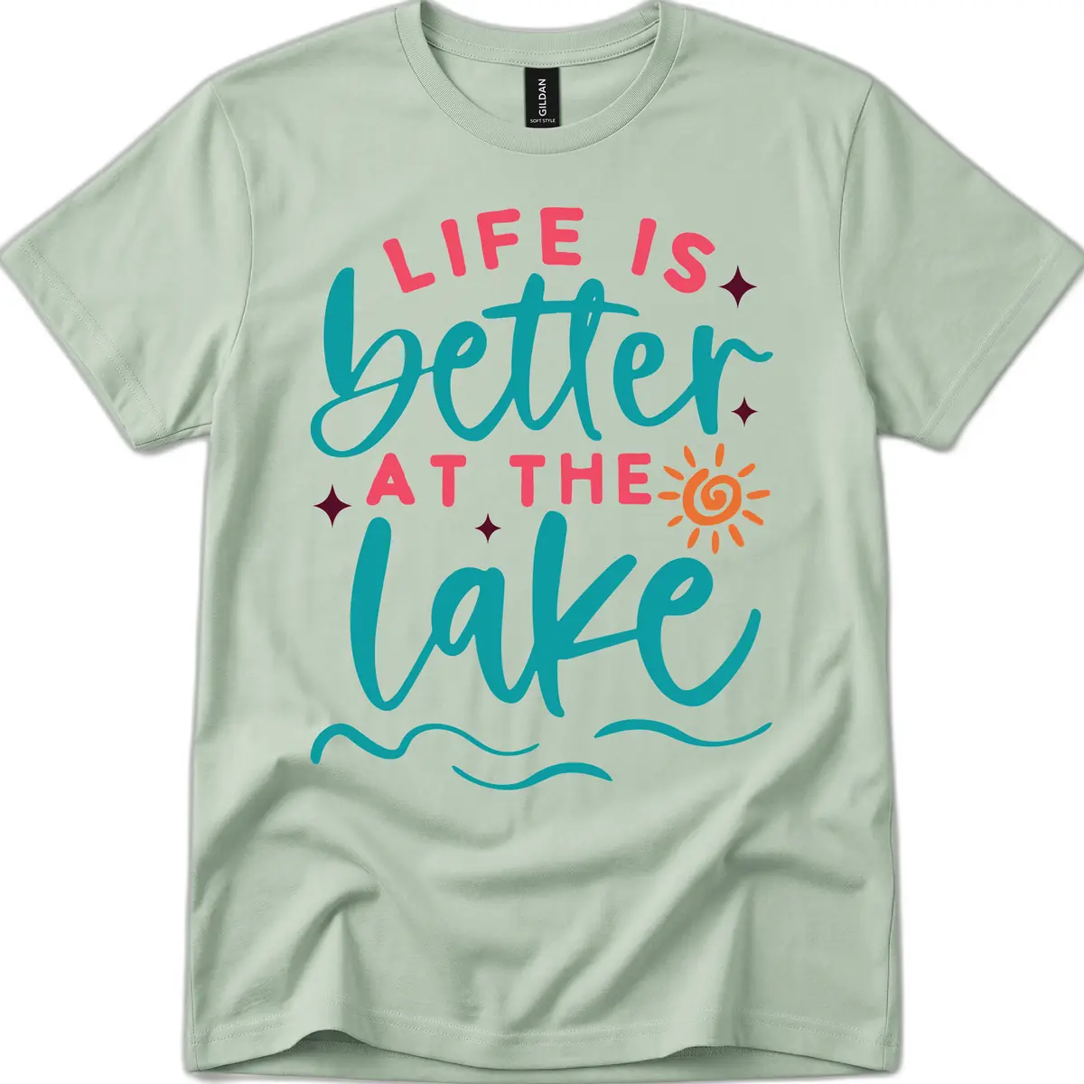 Life Is Better At The Lake Design T-Shirt in Sage