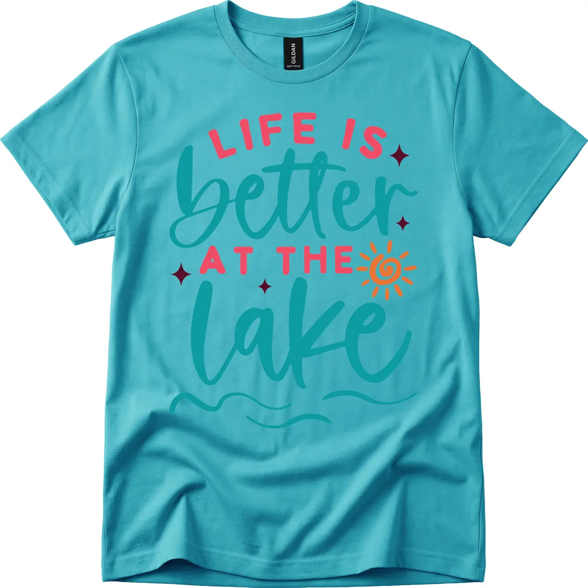 Life Is Better At The Lake Design T-Shirt in Tropical Blue