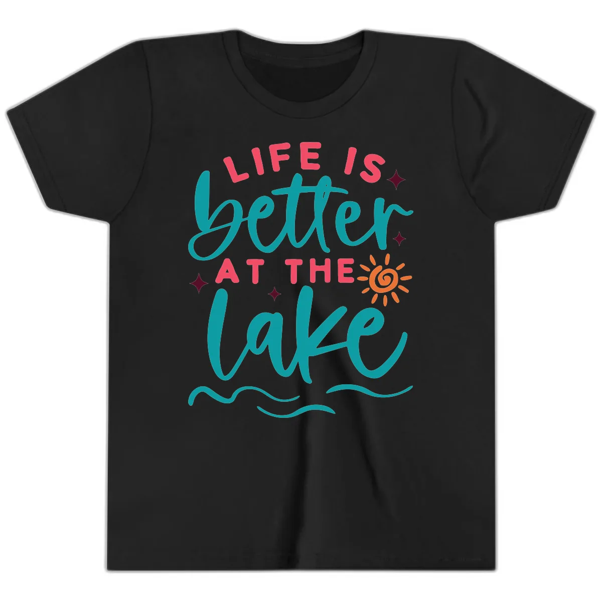 Life Is Better At The Lake Design Youth T-Shirt in Black
