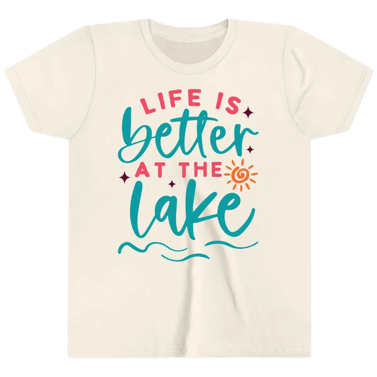 Life Is Better At The Lake Design Youth T-Shirt in Natural