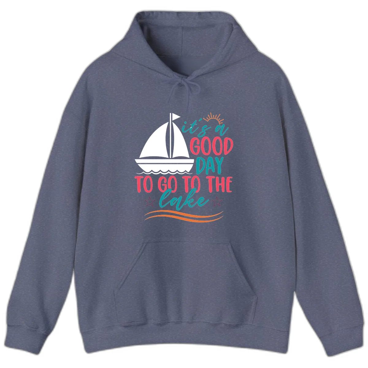 It's A Good Day To Go To The Lake Hoodie in Heather Navy