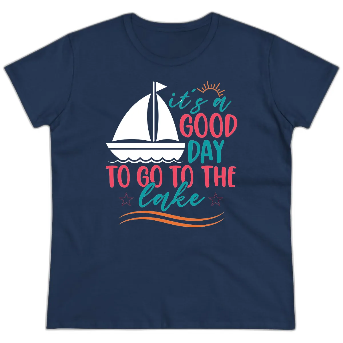 It's A Good Day To Go To The Lake Ladies Tee in Navy