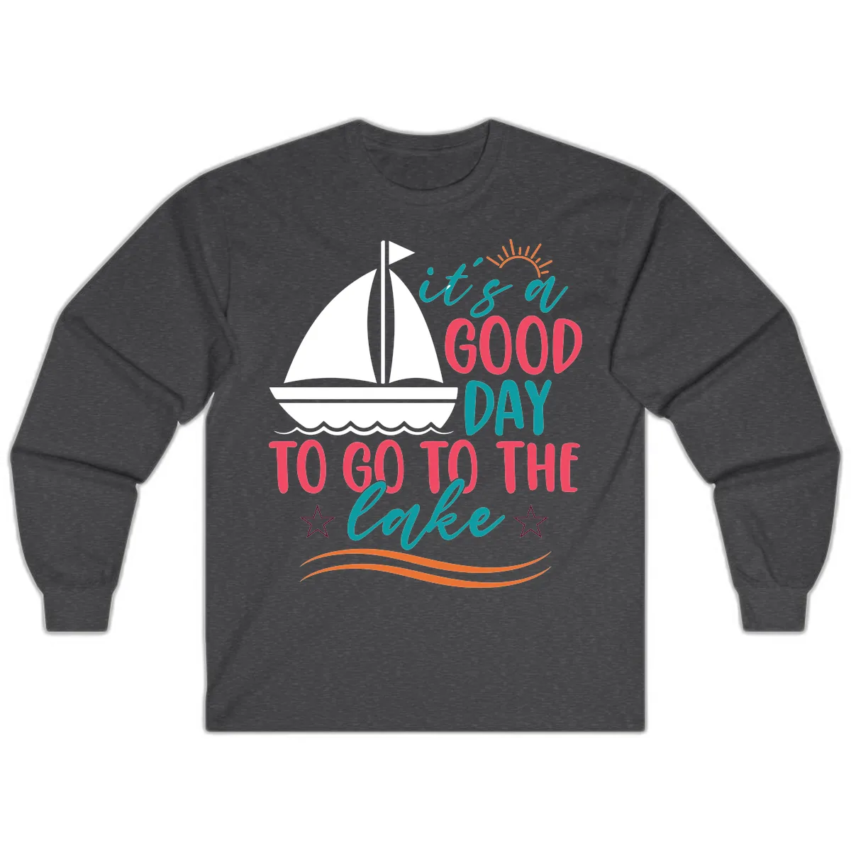 It's A Good Day To Go To The Lake Long Sleeve in Dark Heather